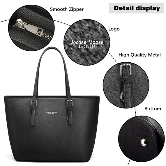 Jocose Moose Damen Handtasche Schultertasche, Vintage Leder Tasche Shopper Groß für BüRo Schule Einkauf, Geschenk mit Einer Damen Geldbörse
