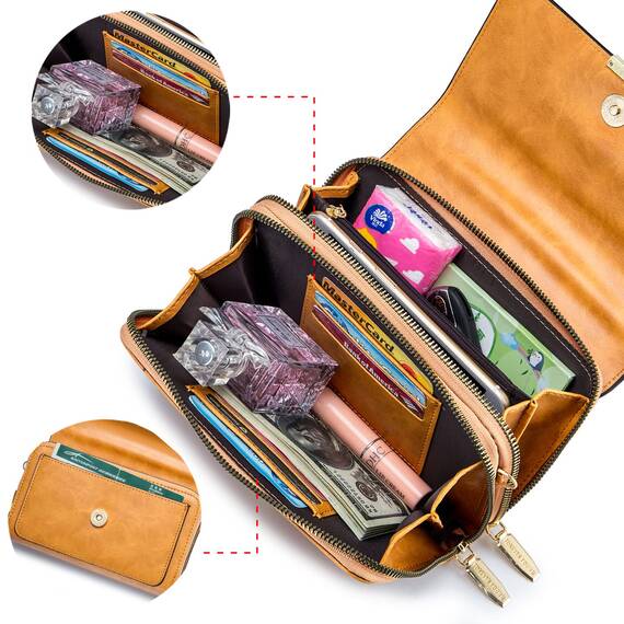Roulens Klein Handy Umhängetasche,Damen Kleine Umhängetasche, Veganes Leder Crossbody Schultertasche Reisepass Handytasche mit Kartenschlitz Verstellbar Abnehmbar Schultergurt