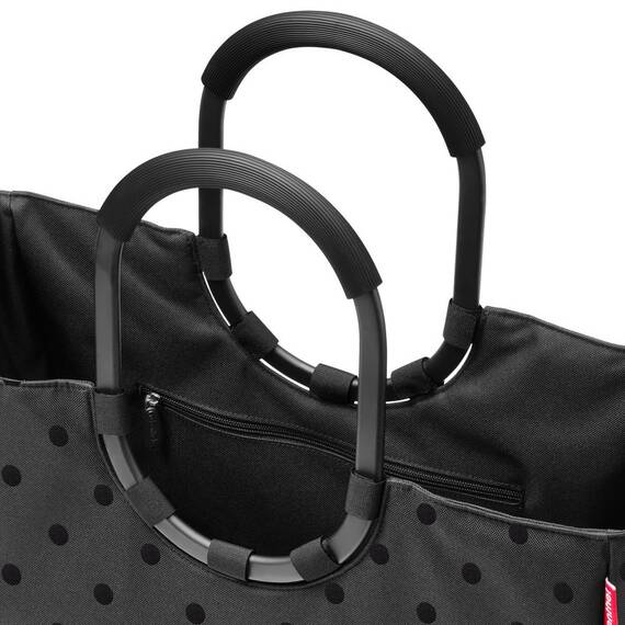 reisenthel loopshopper L frame glossy dots black – Stabile Tasche mit praktischen Fächern aus recycelten PET-Flaschen – Charmantes und wasserabweisendes Design