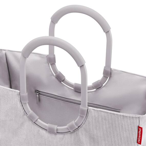 reisenthel loopshopper L cord grey – Stabile Tasche mit praktischen Fächern aus recycelten PET-Flaschen – Charmantes und wasserabweisendes Design