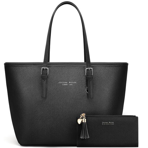 Jocose Moose Damen Handtasche Schultertasche, Vintage Leder Tasche Shopper Groß für BüRo Schule Einkauf, Geschenk mit Einer Damen Geldbörse