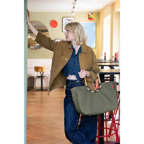reisenthel loopshopper L forest gold – Stabile Tasche mit praktischen Fächern aus recycelten PET-Flaschen – Charmantes und wasserabweisendes Design