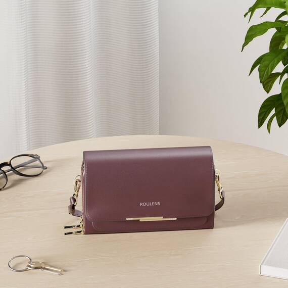 Roulens Klein Handy Umhängetasche,Damen Kleine Umhängetasche, Veganes Leder Crossbody Schultertasche Reisepass Handytasche mit Kartenschlitz Verstellbar Abnehmbar Schultergurt