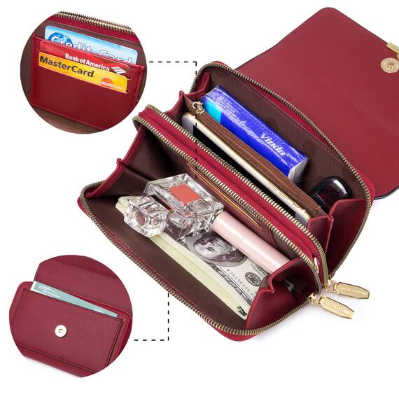 Roulens Klein Handy Umhängetasche,Damen Kleine Umhängetasche, Veganes Leder Crossbody Schultertasche Reisepass Handytasche mit Kartenschlitz Verstellbar Abnehmbar Schultergurt