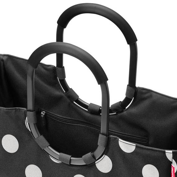 reisenthel loopshopper L frame dots white – Stabile Tasche mit praktischen Fächern aus recycelten PET-Flaschen – Charmantes und wasserabweisendes Design
