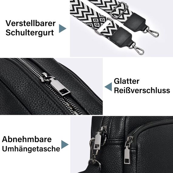 GASSDA Crossbody Bag Damen Kleine Umhängetasche Damen Breiter Gurt PU Leder Handtasche mit Abnehmbarem Schultergurt