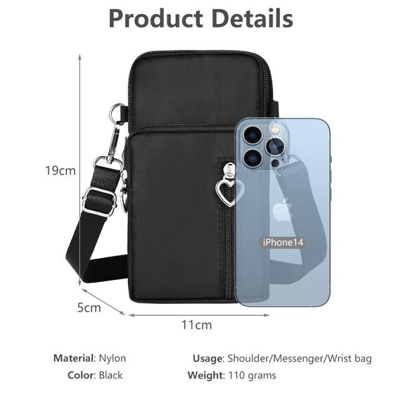 Aucuu Handytasche zum Umhängen Damen，Nylon Kleine Umhängetasche mit Kopfhörer Eingang，Mini Crossbody Schultertasche Handytasche，Handy Schultertasche ür Handy unter 7 Zoll