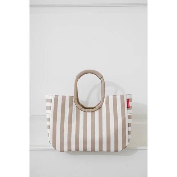 reisenthel loopshopper L summerstripes coffee – Stabile Tasche mit praktischen Fächern aus recycelten PET-Flaschen – Charmantes und wasserabweisendes Design