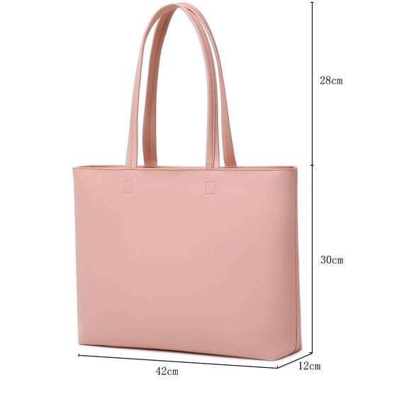 MEEGIRL Damen Henkeltaschen, Einfache Handtaschen PU Leder Tote Shopper Bag für Arbeit, Schule, Einkauf mit Reißverschluss und Innentasche (Rosa)