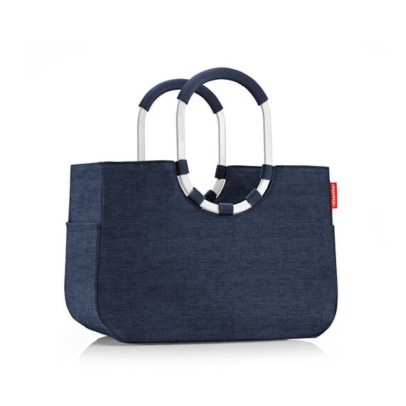 reisenthel loopshopper L twist navy – Stabile Tasche mit praktischen Fächern aus recycelten PET-Flaschen – Charmantes und wasserabweisendes Design