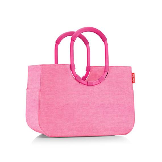 reisenthel loopshopper L frame twist pink – Stabile Tasche mit praktischen Fächern aus recycelten PET-Flaschen – Charmantes und wasserabweisendes Design