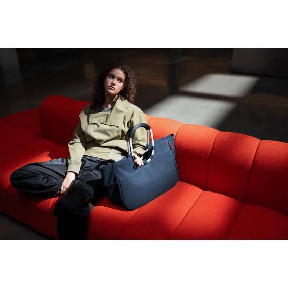 reisenthel loopshopper L twist navy – Stabile Tasche mit praktischen Fächern aus recycelten PET-Flaschen – Charmantes und wasserabweisendes Design
