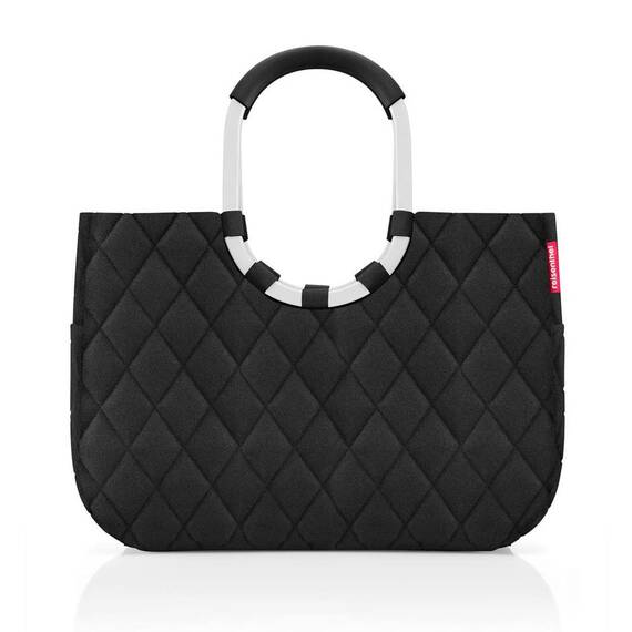 reisenthel loopshopper L Stabile Tasche mit praktischen Fächern aus recycelten PET-Flaschen Charmantes und wasserabweisendes Design, Farbe:rhombus black