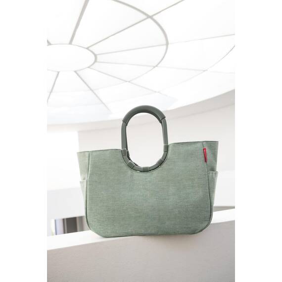 reisenthel loopshopper L frame twist sage – Stabile Tasche mit praktischen Fächern aus recycelten PET-Flaschen – Charmantes und wasserabweisendes Design