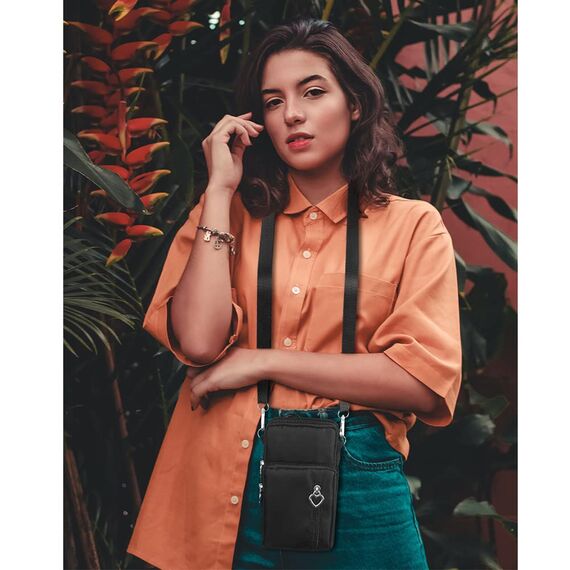 Aucuu Handytasche zum Umhängen Damen，Nylon Kleine Umhängetasche mit Kopfhörer Eingang，Mini Crossbody Schultertasche Handytasche，Handy Schultertasche ür Handy unter 7 Zoll