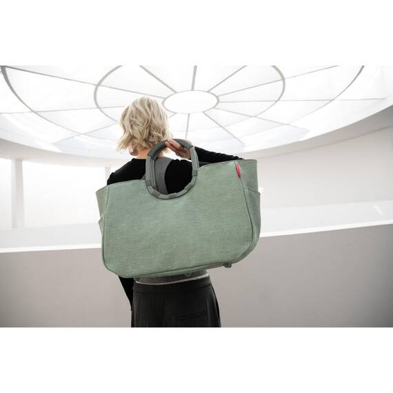 reisenthel loopshopper L frame twist sage – Stabile Tasche mit praktischen Fächern aus recycelten PET-Flaschen – Charmantes und wasserabweisendes Design