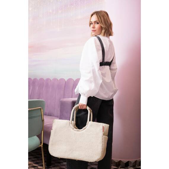 reisenthel loopshopper L teddy sand – Stabile Tasche mit praktischen Fächern aus recycelten PET-Flaschen – Charmantes und wasserabweisendes Design