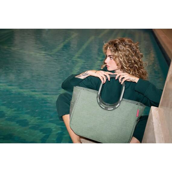 reisenthel loopshopper L frame twist sage – Stabile Tasche mit praktischen Fächern aus recycelten PET-Flaschen – Charmantes und wasserabweisendes Design