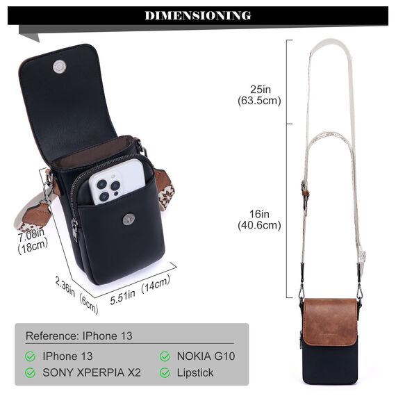 MUIIKOLA Handytasche zum Umhängen，RFID-Blockierung große Kapazität Handy Umhängetasche Damen Veganes Leder，Handytasche mit Geldbörse zum Umhängen，umhängetasche damen Breiter Gurt