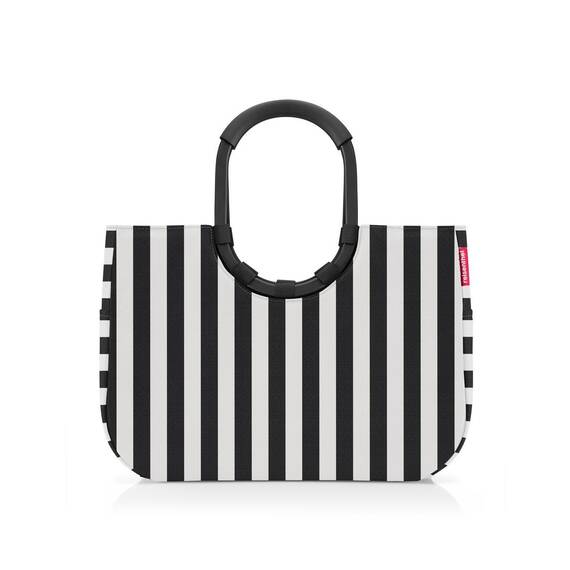 reisenthel loopshopper L summerstripes black – Stabile Tasche mit praktischen Fächern aus recycelten PET-Flaschen – Charmantes und wasserabweisendes Design