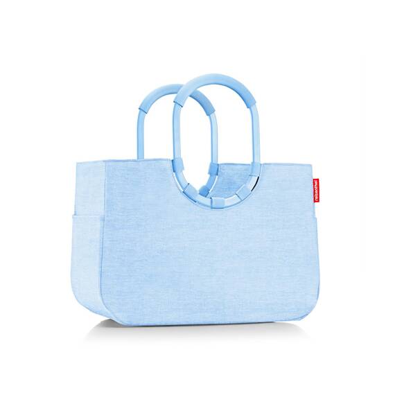 reisenthel loopshopper L frame twist powder blue – Stabile Tasche mit praktischen Fächern aus recycelten PET-Flaschen – Charmantes und wasserabweisendes Design