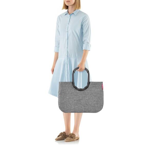 reisenthel loopshopper L twist silver - Stabile Shoppingtasche oder Handtasche mit praktischen Fächern aus recycelten PET-Flaschen