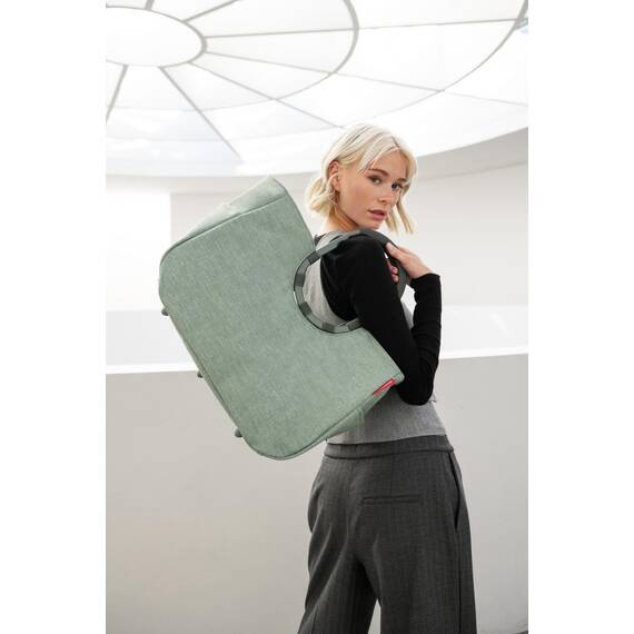 reisenthel loopshopper L frame twist sage – Stabile Tasche mit praktischen Fächern aus recycelten PET-Flaschen – Charmantes und wasserabweisendes Design