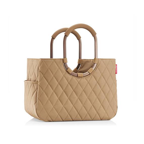 reisenthel loopshopper L frame rhombus ginger – Stabile Tasche mit praktischen Fächern aus recycelten PET-Flaschen – Charmantes und wasserabweisendes Design