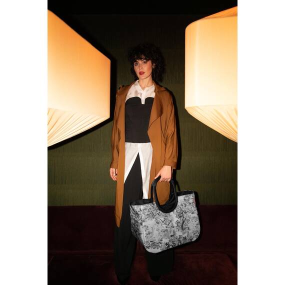 reisenthel loopshopper L jacquard grey – Stabile Tasche mit praktischen Fächern aus recycelten PET-Flaschen – Charmantes und wasserabweisendes Design