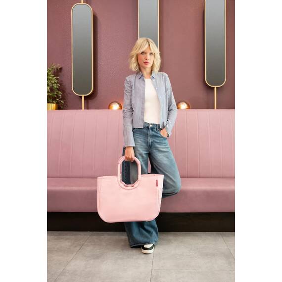 reisenthel loopshopper L frame twist blush – Stabile Tasche mit praktischen Fächern aus recycelten PET-Flaschen – Charmantes und wasserabweisendes Design