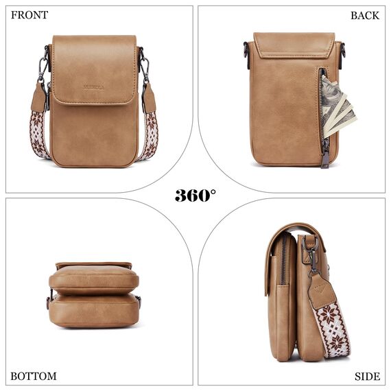 MUIIKOLA Handytasche zum Umhängen，RFID-Blockierung große Kapazität Handy Umhängetasche Damen Veganes Leder，Handytasche mit Geldbörse zum Umhängen，umhängetasche damen Breiter Gurt