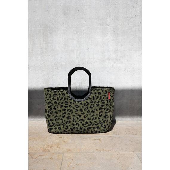 reisenthel loopshopper L teddy leo olive – Stabile Tasche mit praktischen Fächern aus recycelten PET-Flaschen – Charmantes und wasserabweisendes Design