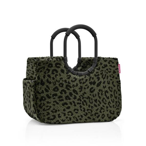 reisenthel loopshopper L teddy leo olive – Stabile Tasche mit praktischen Fächern aus recycelten PET-Flaschen – Charmantes und wasserabweisendes Design