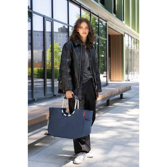 reisenthel loopshopper L twist navy – Stabile Tasche mit praktischen Fächern aus recycelten PET-Flaschen – Charmantes und wasserabweisendes Design
