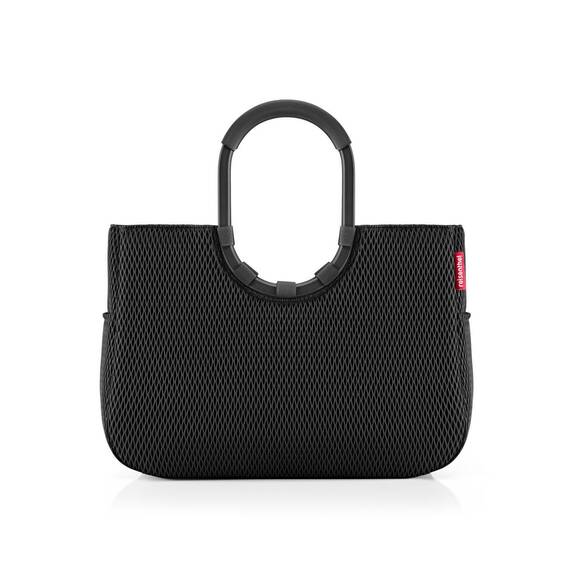 reisenthel loopshopper L mesh black – Stabile Tasche mit praktischen Fächern aus recycelten PET-Flaschen – Charmantes und wasserabweisendes Design