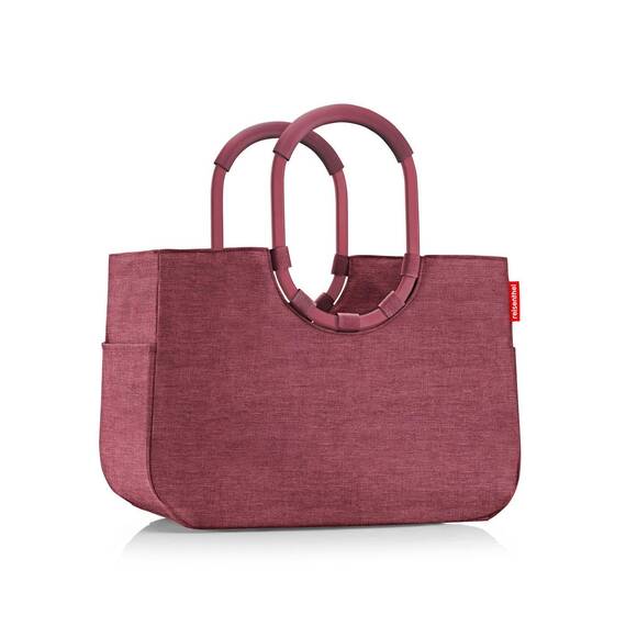 reisenthel loopshopper L twist maroon – Stabile Tasche mit praktischen Fächern aus recycelten PET-Flaschen – Charmantes und wasserabweisendes Design