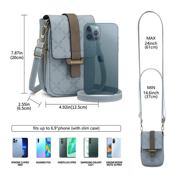 MUIIKOLA Handytasche zum Umhängen，RFID-Blockierung große Kapazität Handy Umhängetasche Damen Veganes Leder，Handytasche mit Geldbörse zum Umhängen，umhängetasche damen Breiter Gurt