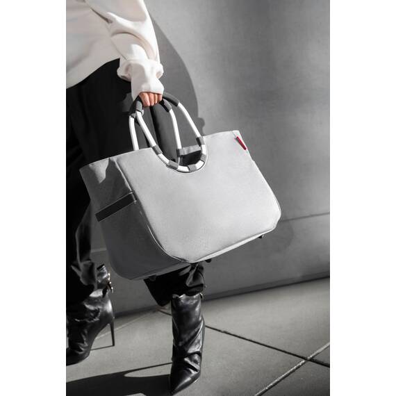 reisenthel Einkaufstasche - 46 x 34 cm - Grau - Schwarz - Polyester - Aluminium - ringförmige Tragegriffe