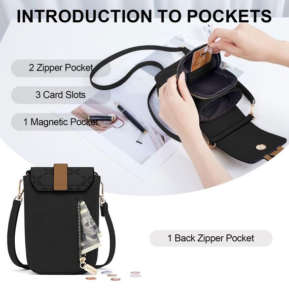 MUIIKOLA Handytasche zum Umhängen，RFID-Blockierung große Kapazität Handy Umhängetasche Damen Veganes Leder，Handytasche mit Geldbörse zum Umhängen，umhängetasche damen Breiter Gurt