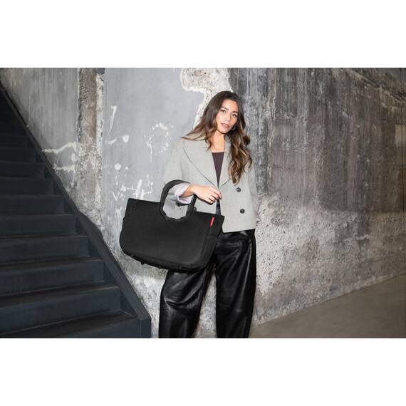 reisenthel loopshopper L mesh black – Stabile Tasche mit praktischen Fächern aus recycelten PET-Flaschen – Charmantes und wasserabweisendes Design