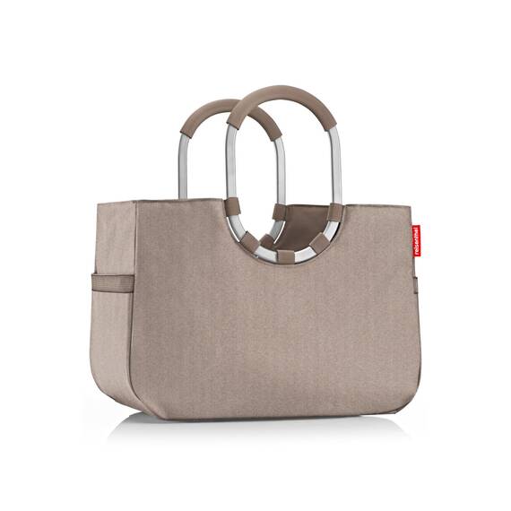 reisenthel loopshopper L herringbone mokka – Stabile Tasche mit praktischen Fächern aus recycelten PET-Flaschen – Charmantes und wasserabweisendes Design