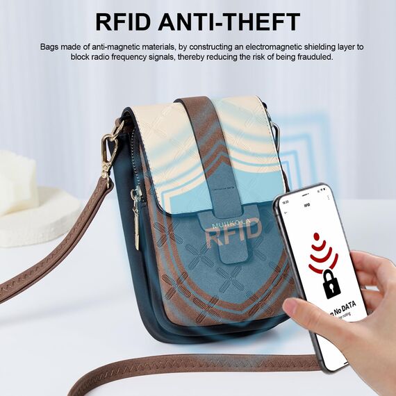 MUIIKOLA Handytasche zum Umhängen，RFID-Blockierung große Kapazität Handy Umhängetasche Damen Veganes Leder，Handytasche mit Geldbörse zum Umhängen，umhängetasche damen Breiter Gurt