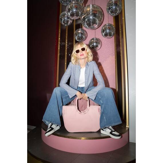 reisenthel loopshopper L frame twist blush – Stabile Tasche mit praktischen Fächern aus recycelten PET-Flaschen – Charmantes und wasserabweisendes Design