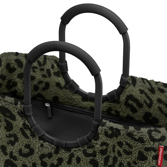 reisenthel loopshopper L teddy leo olive – Stabile Tasche mit praktischen Fächern aus recycelten PET-Flaschen – Charmantes und wasserabweisendes Design
