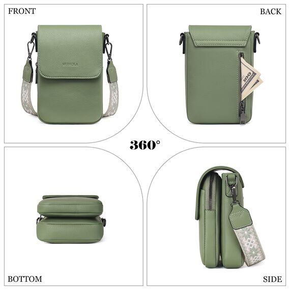 MUIIKOLA Handytasche zum Umhängen，RFID-Blockierung große Kapazität Handy Umhängetasche Damen Veganes Leder，Handytasche mit Geldbörse zum Umhängen，umhängetasche damen Breiter Gurt