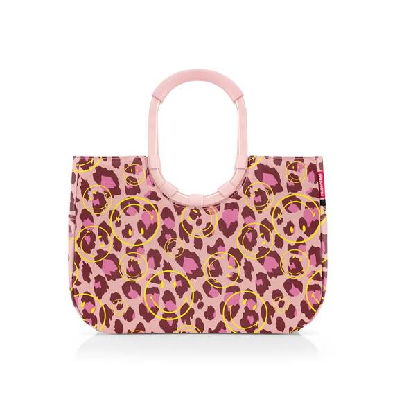 reisenthel loopshopper L smiley leo blush – Stabile Tasche mit praktischen Fächern aus recycelten PET-Flaschen – Charmantes und wasserabweisendes Design