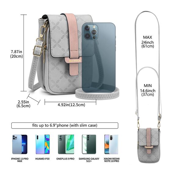 MUIIKOLA Handytasche zum Umhängen，RFID-Blockierung große Kapazität Handy Umhängetasche Damen Leder，Handytasche mit Geldbörse zum Umhängen，umhängetasche damen Breiter Gurt abnehmbarer Schultergur
