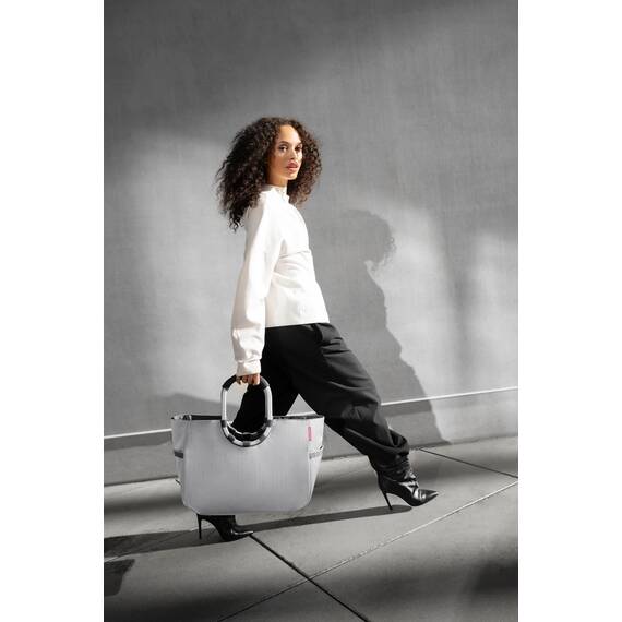 reisenthel Einkaufstasche - 46 x 34 cm - Grau - Schwarz - Polyester - Aluminium - ringförmige Tragegriffe