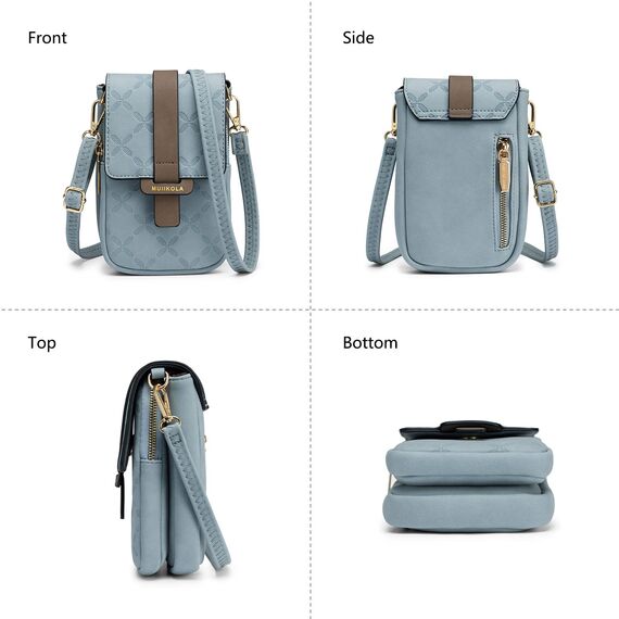 MUIIKOLA Handytasche zum Umhängen，RFID-Blockierung große Kapazität Handy Umhängetasche Damen Veganes Leder，Handytasche mit Geldbörse zum Umhängen，umhängetasche damen Breiter Gurt