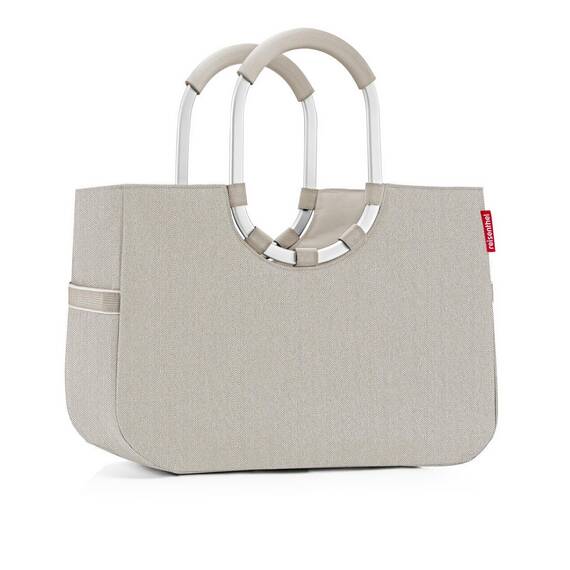 reisenthel loopshopper L herringbone sand – Stabile Tasche mit praktischen Fächern aus recycelten PET-Flaschen – Charmantes und wasserabweisendes Design